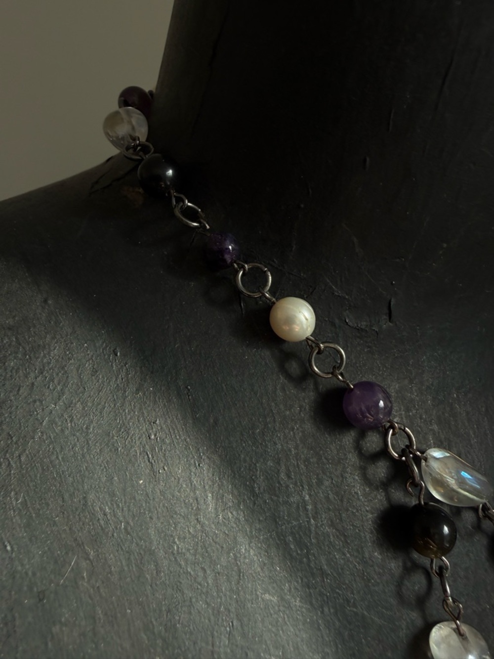 Pearl quartz Amethyst Pendant Necklace with coffin nail jewelry gothic necklace - Picture 9 of 10